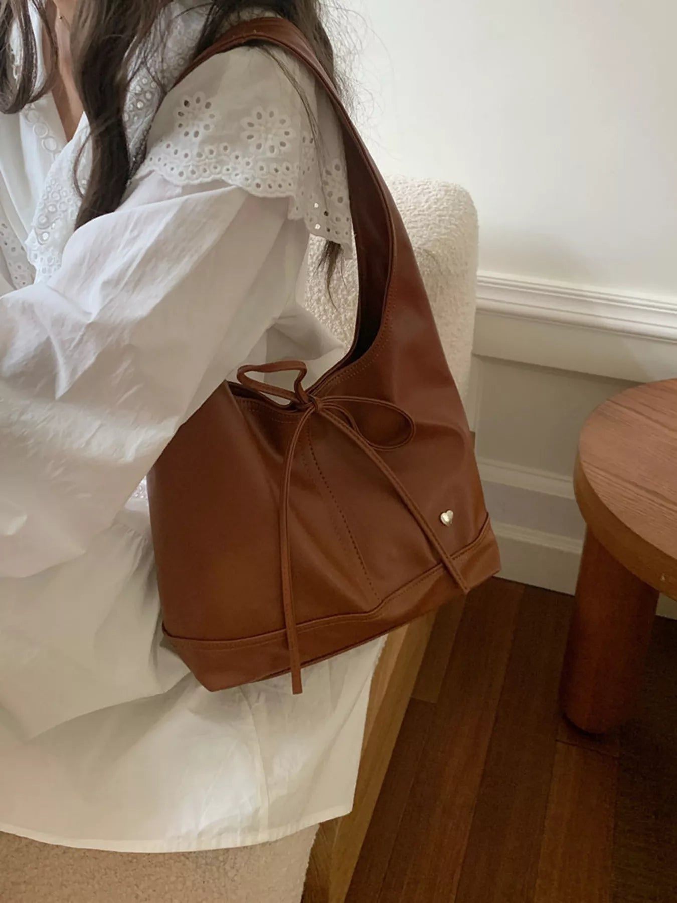 Leather Tied Shoulder Bag nicholesgifts