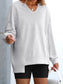 Women Notched Long Sleeve Oversized Sweatshirt nicholesgifts