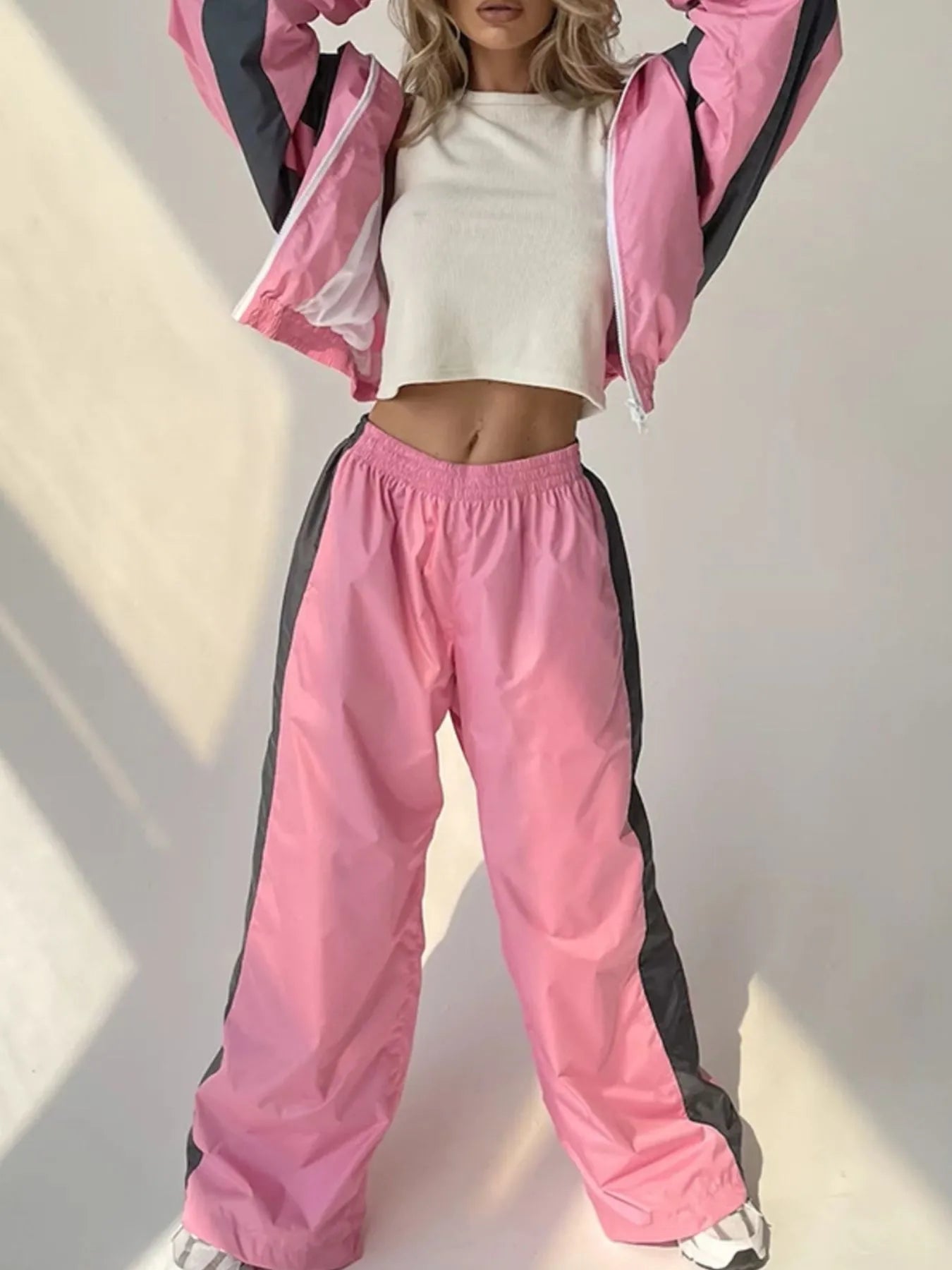 Zip Up Long Sleeve Top and Pants Set nicholesgifts