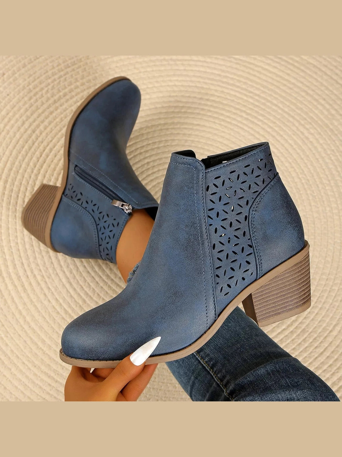 Point Toe Block Heels Boots nicholesgifts