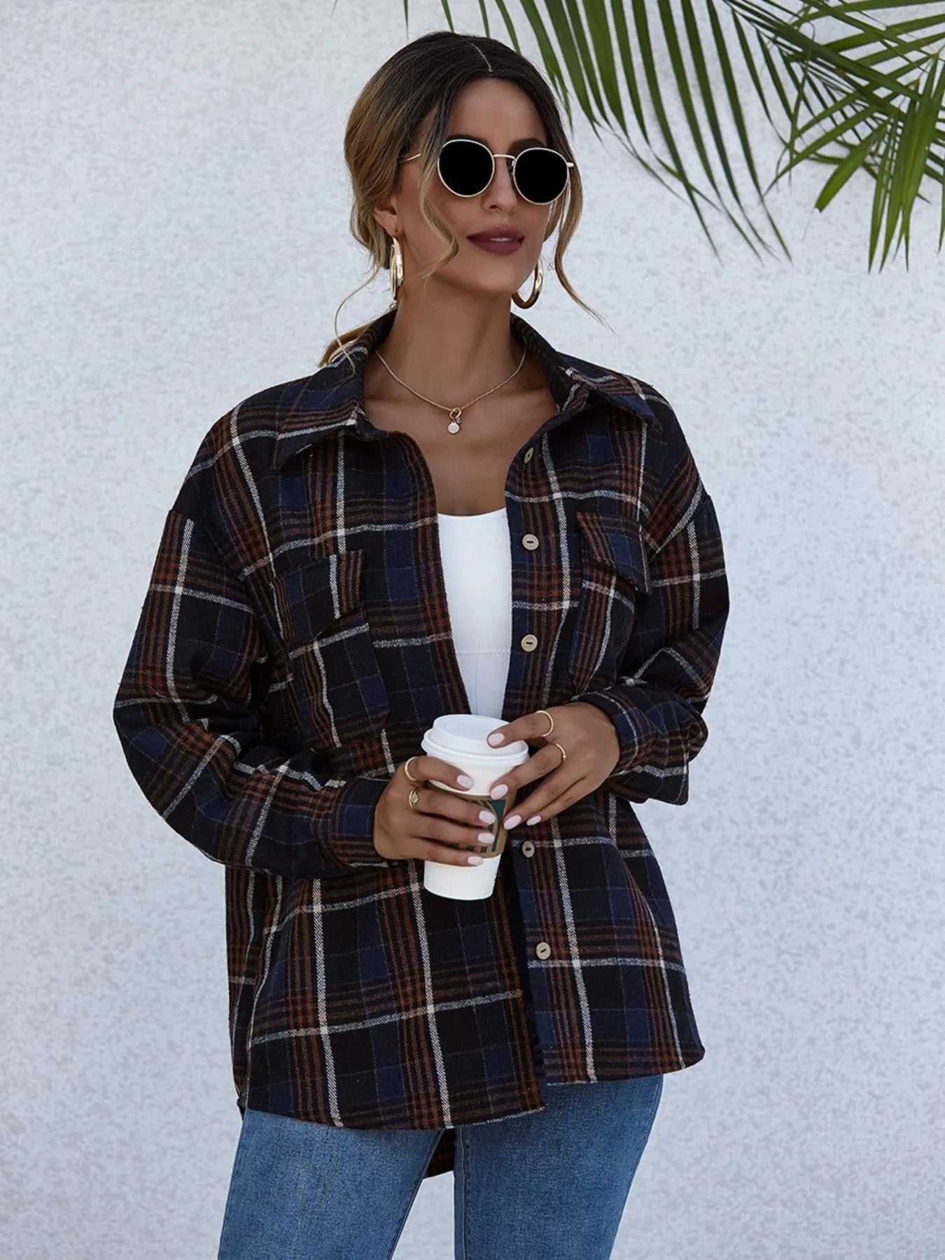 Plaid Button-Up Long Sleeve Shirt NicholesGifts