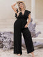 Plus Size Lace Cap Sleeve Wide Leg Jumpsuit nicholesgifts