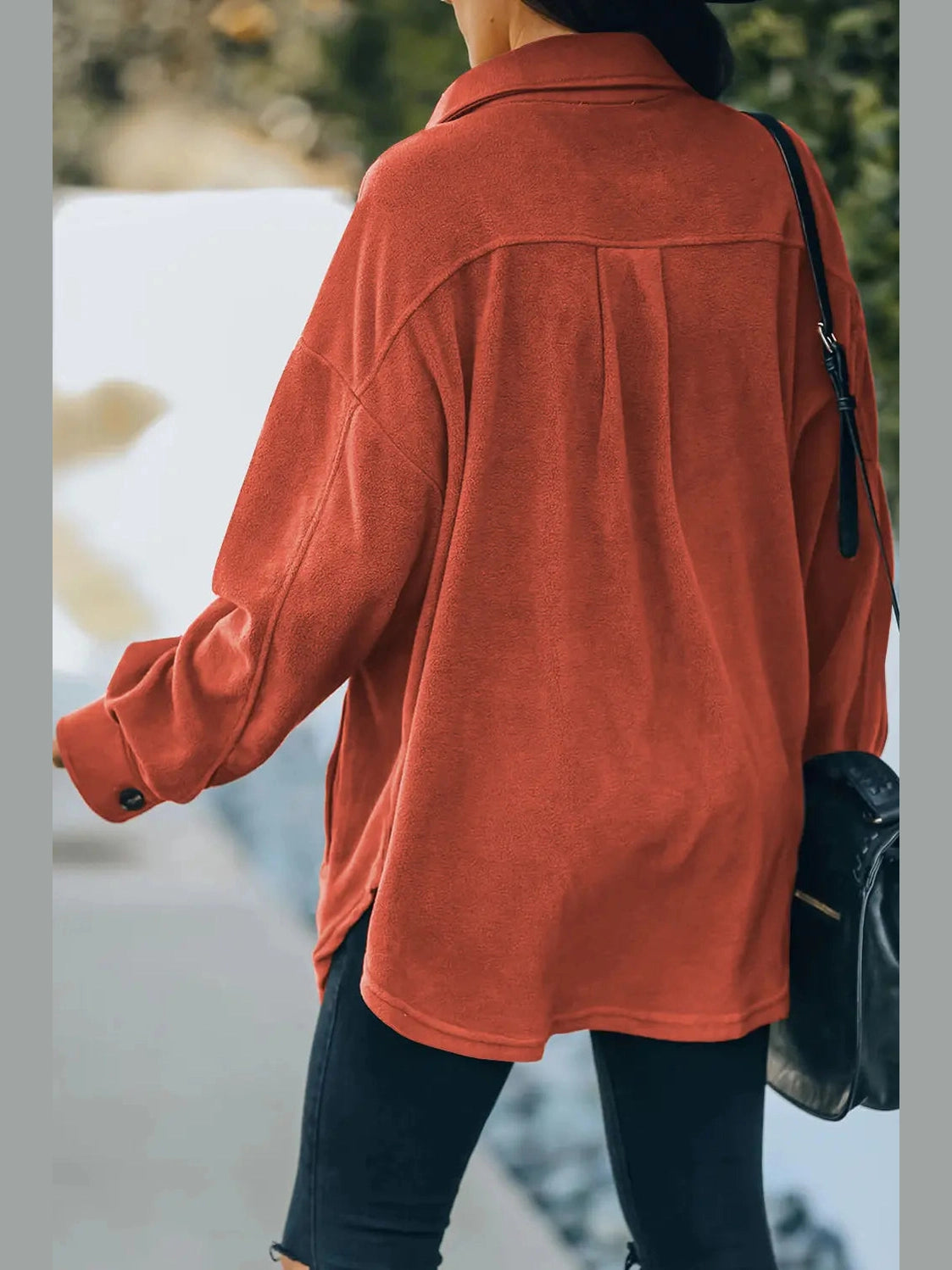 Button Up Collared Neck Long Sleeve Jacket nicholesgifts
