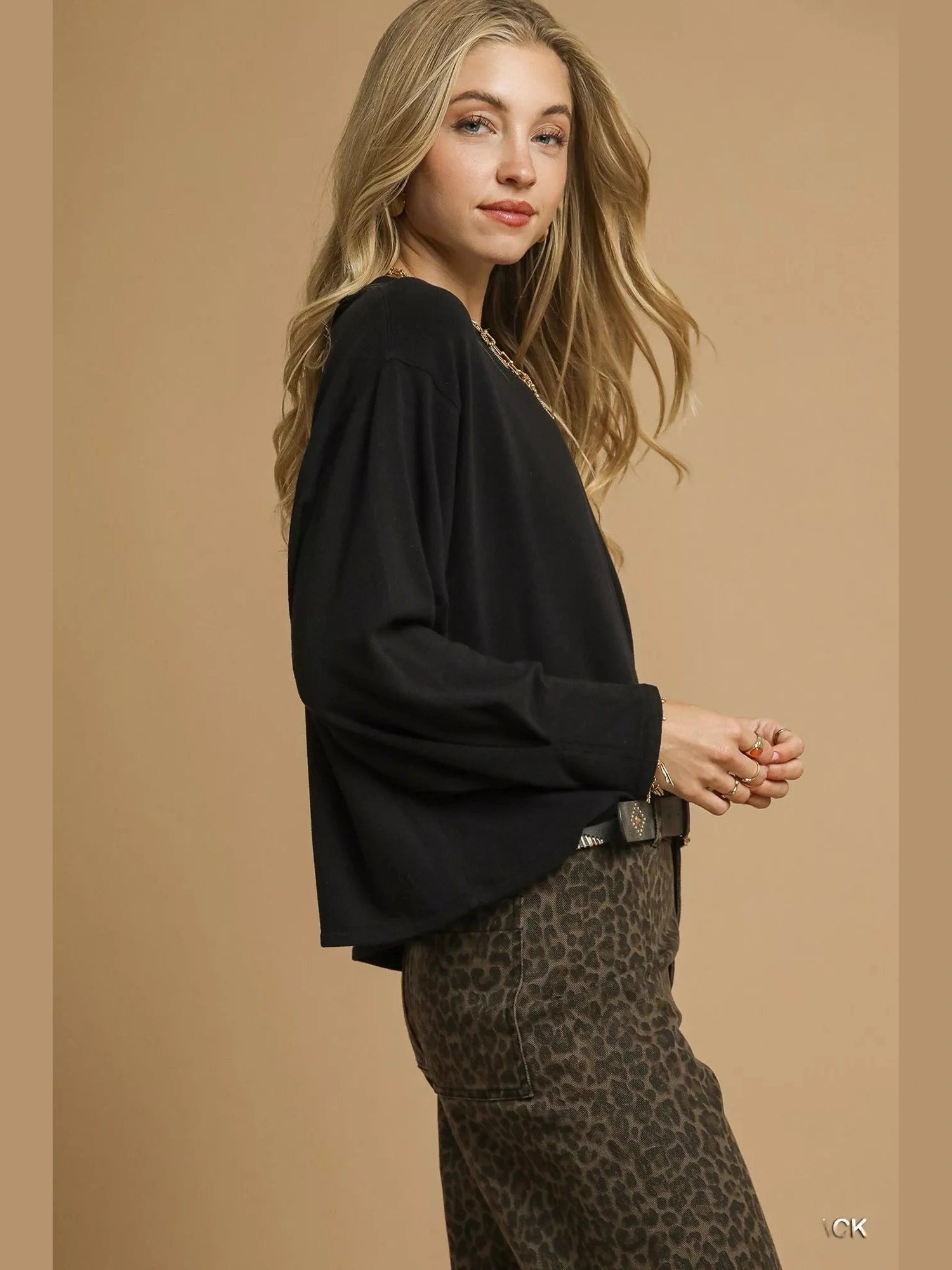 Umgee Brushed Fleeve Crewneck Top Trendsi