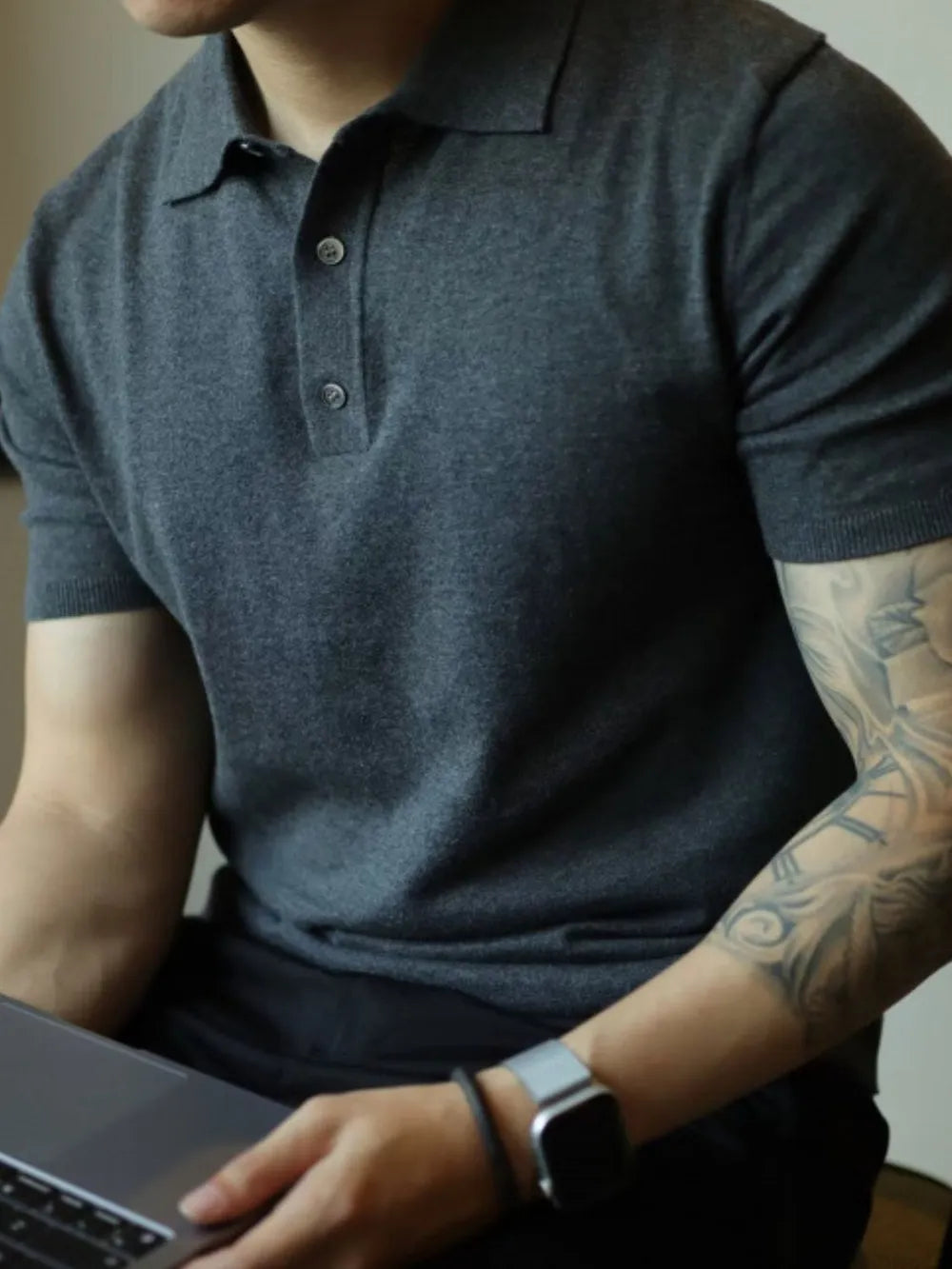 Men's Plus Size Button Detail Short Sleeve Polo NicholesGifts