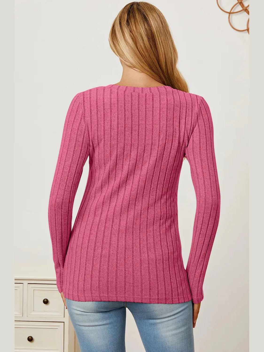 Basic Bae Full Size Ribbed V-Neck Long Sleeve T-Shirt nicholesgifts