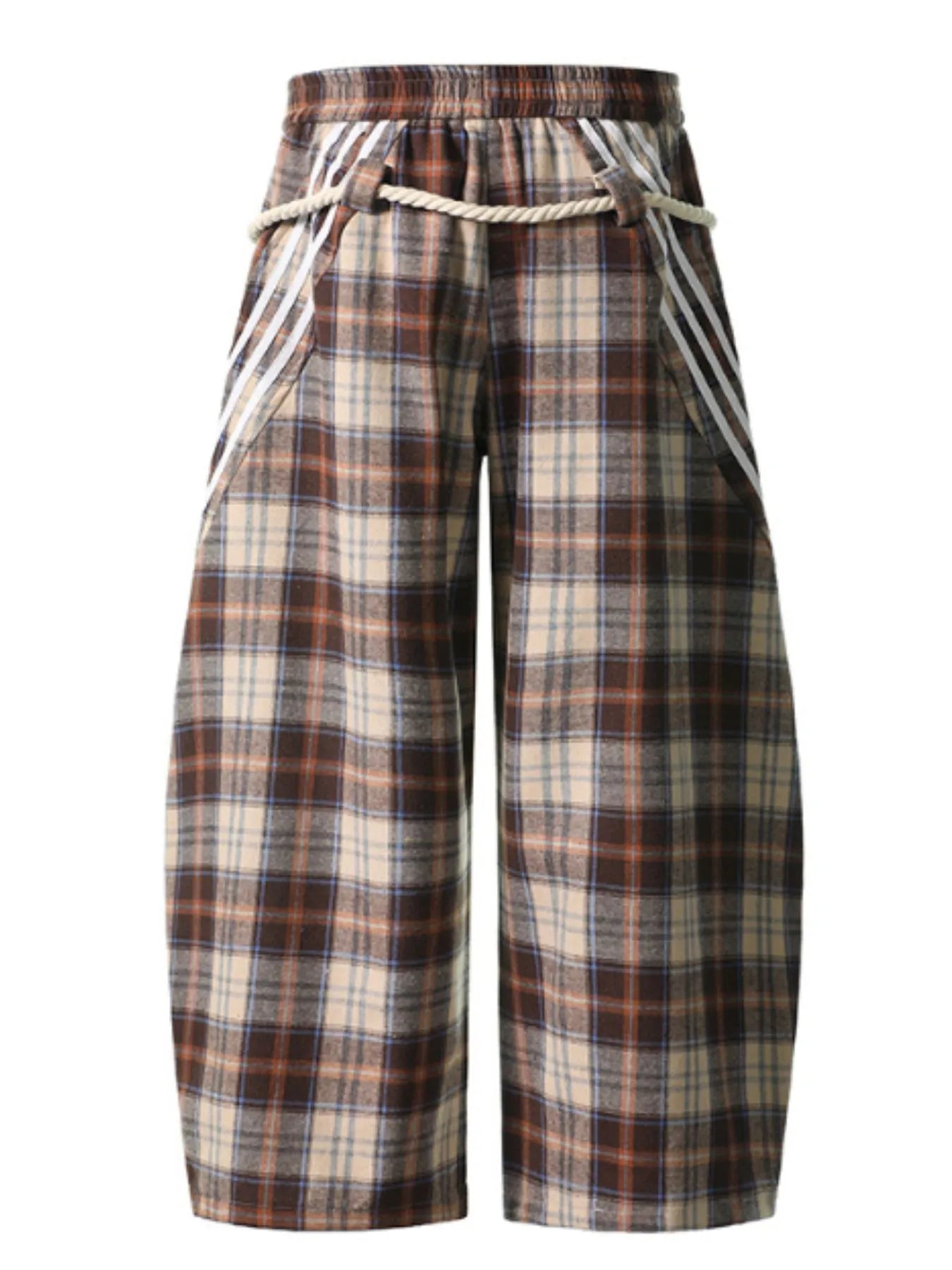 Plaid Casual Pants with Side Stripes Trendsi