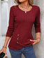 Decorative Button Round Neck Long Sleeve T-Shirt nicholesgifts