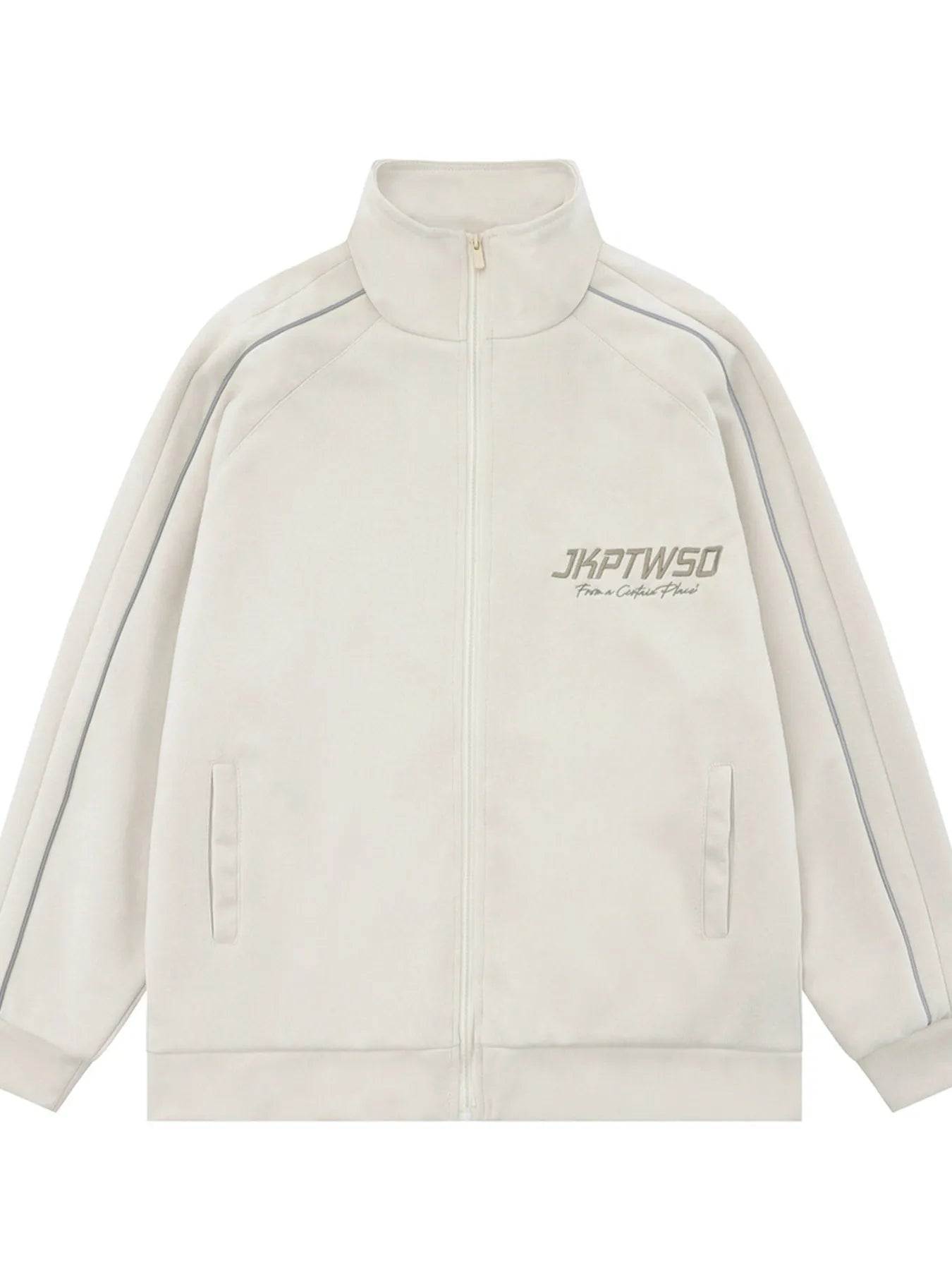Men's Letter Graphic Track Jacket with Contrast Trim Trendsi