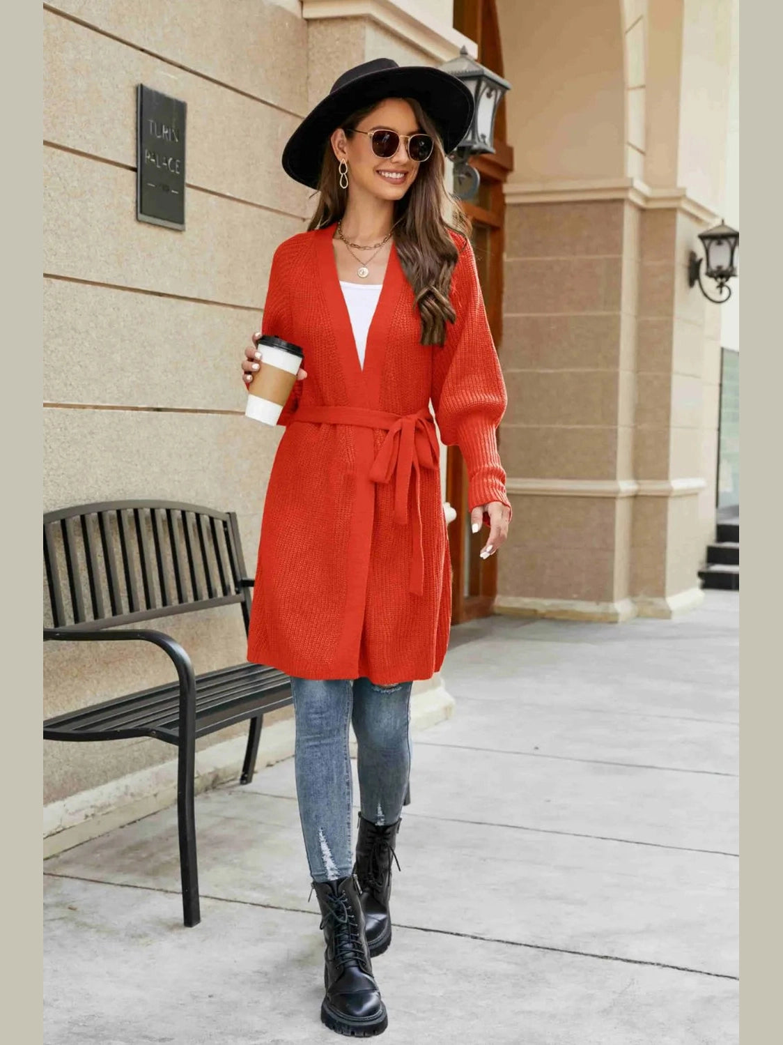 Open Front Lantern Sleeve Cardigan nicholesgifts