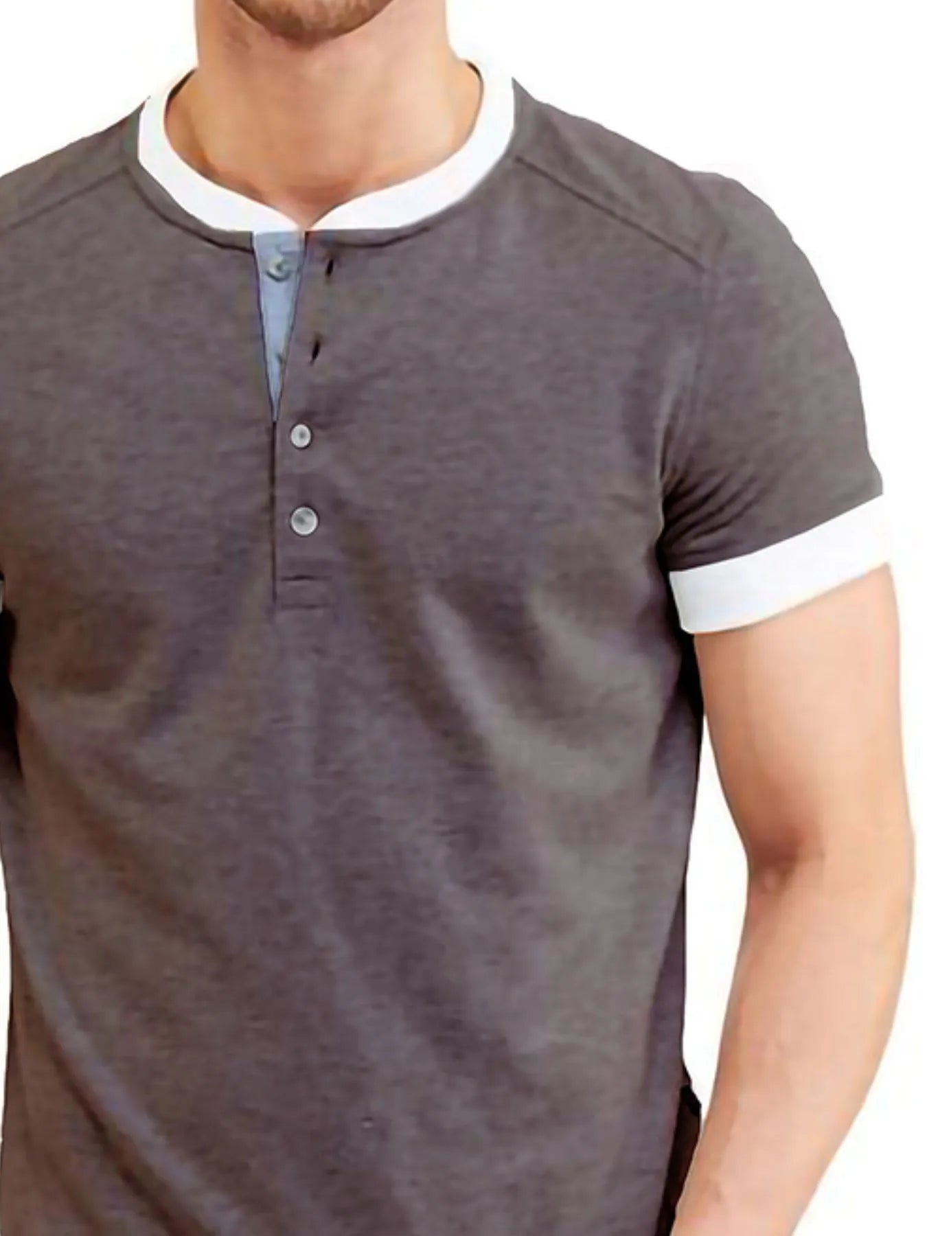 Men's Contrast Trim Henley Top NicholesGifts