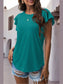 Ruffled Round Neck Cap Sleeve Blouse nicholesgifts