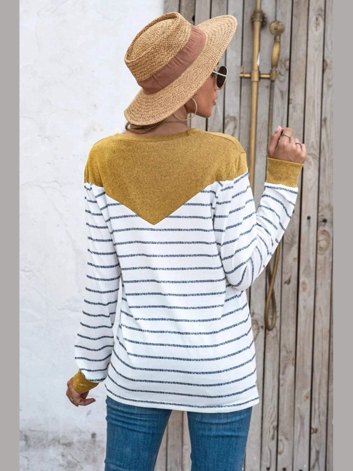 Striped Round Neck Long Sleeve T-Shirt NicholesGifts