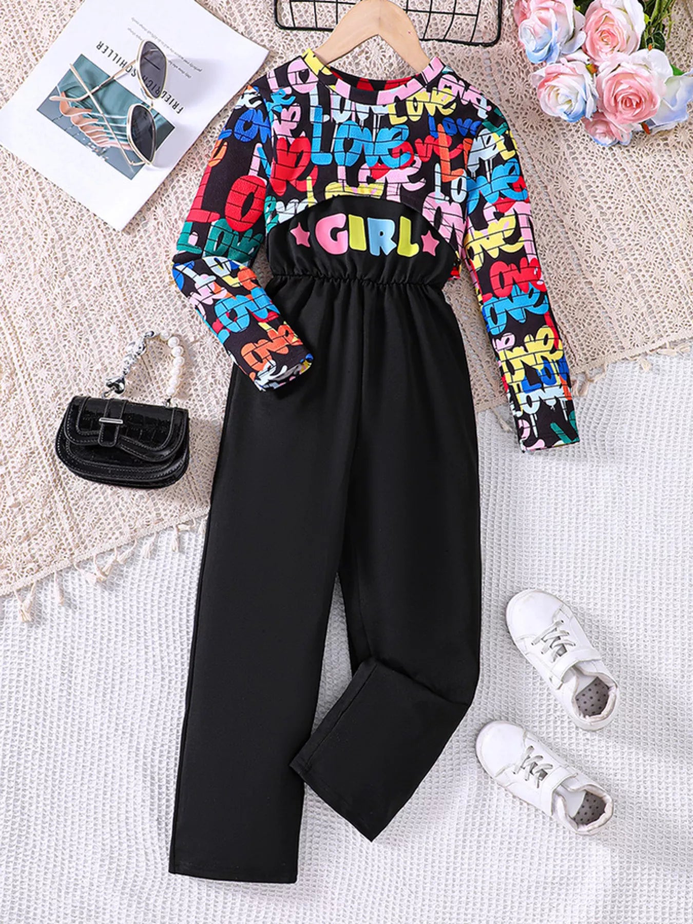 Children's Colorful Geometric Print Top & Jumpsuit Set NicholesGifts