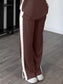 Full Size Contrast Round Neck Top and Pants Set Plus Size nicholesgifts