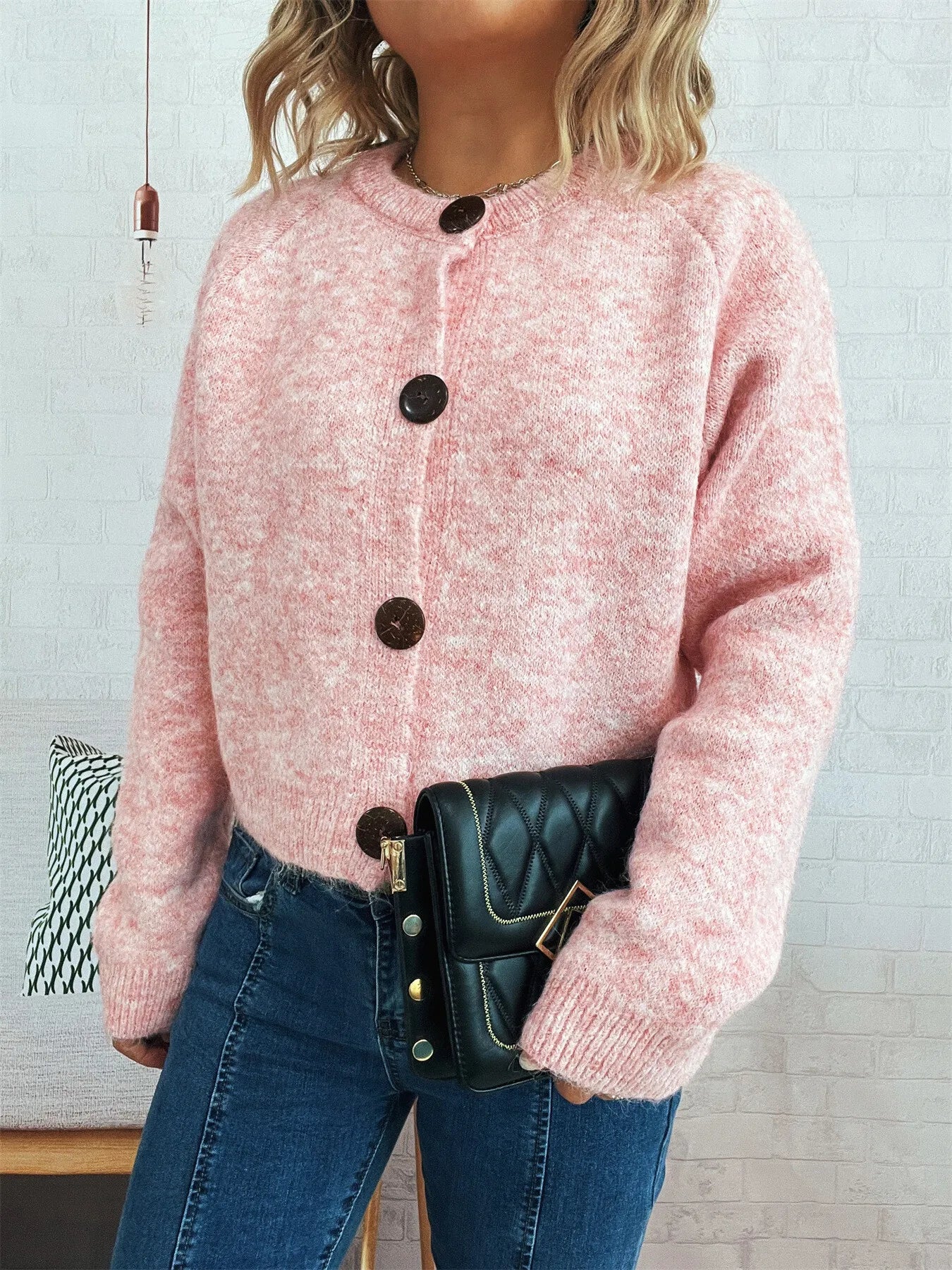 Button-Up Raglan Sleeve Cardigan