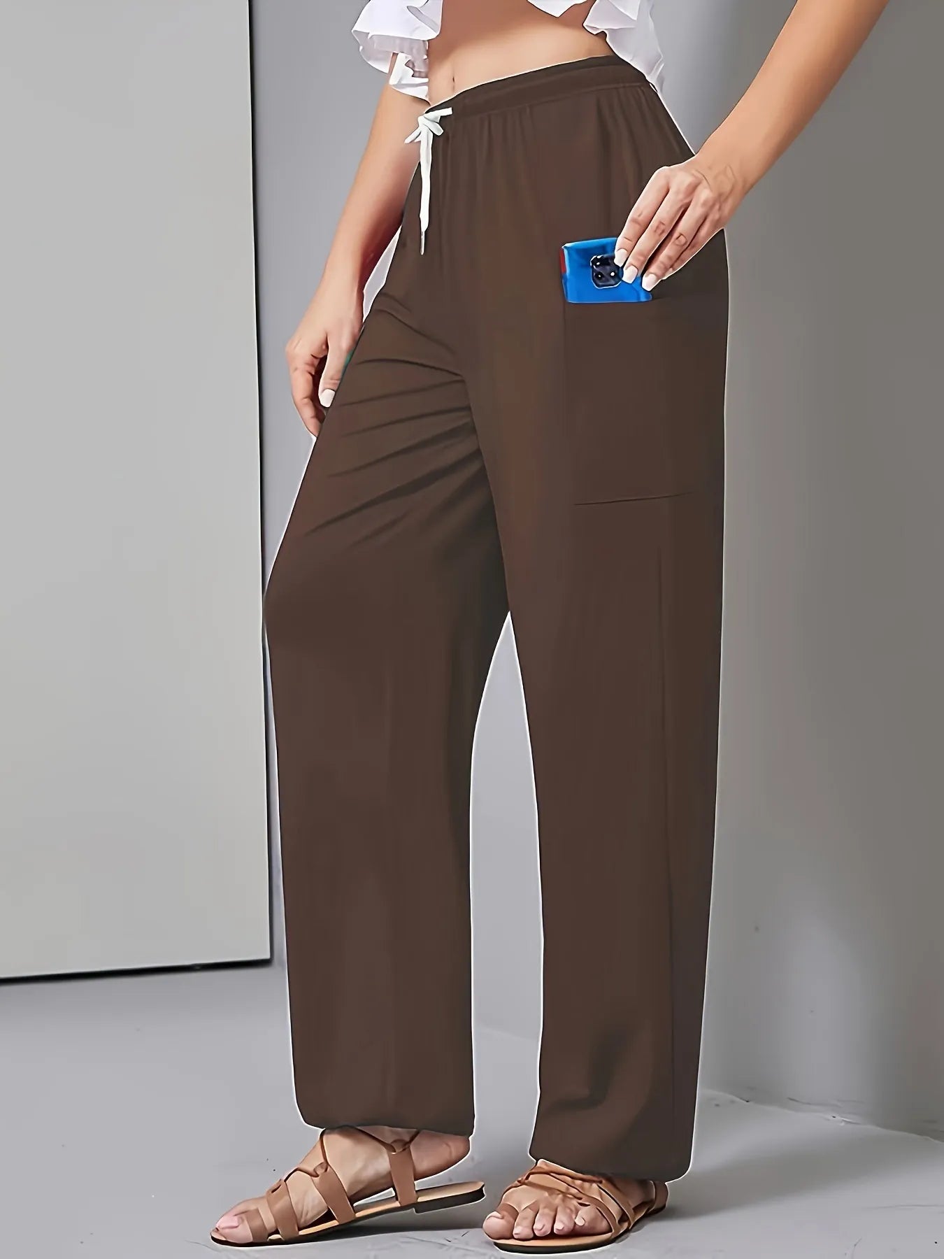 Drawstring Wide Leg Pants with Pockets NicholesGifts