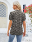 Women Ruched Printed Notched Short Sleeve Blouse nicholesgifts