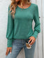Women Decorative Button Round Neck Long Sleeve T-Shirt nicholesgifts
