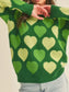 Women Heart Ribbed Hem Long Sleeve Sweater For Valentine's Day Gift For Her nicholesgifts