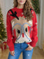 Reindeer Round Neck Dropped Shoulder Sweater nicholesgifts