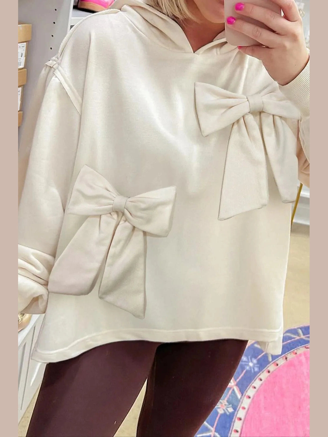Bow Detail Dropped Shoulder Oversized Hoodie