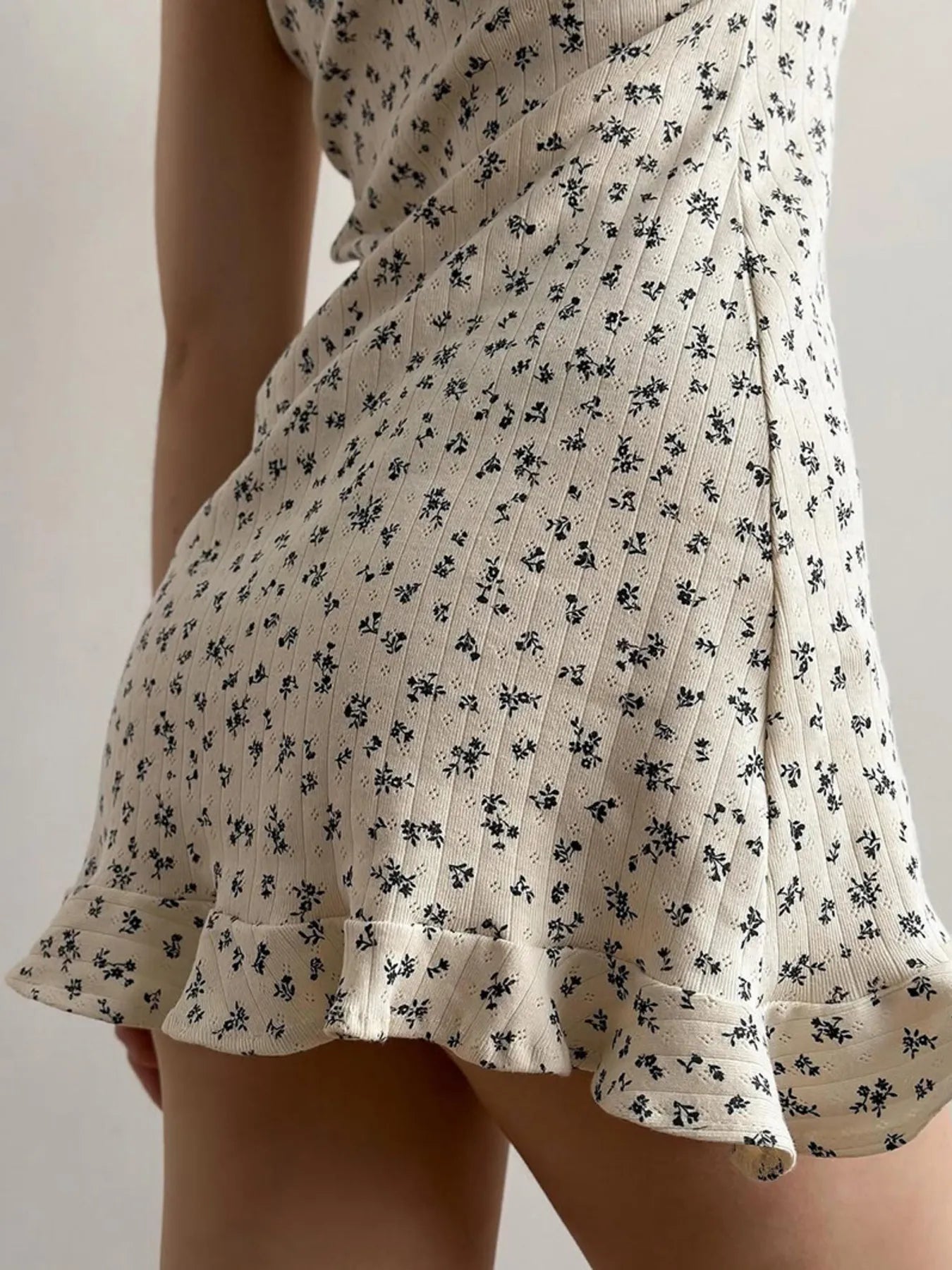 Floral Print Ruffle Hem Cami Lounge Dress nicholesgifts