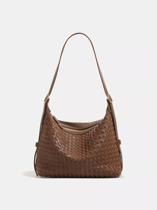 Woven PU Leather Shoulder Bag nicholesgifts