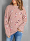 Women Sequin Candy Cane Round Neck Christmas Sweatshirt nicholesgifts