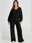 V-Neck Long Sleeve Top and Pants Active Set nicholesgifts
