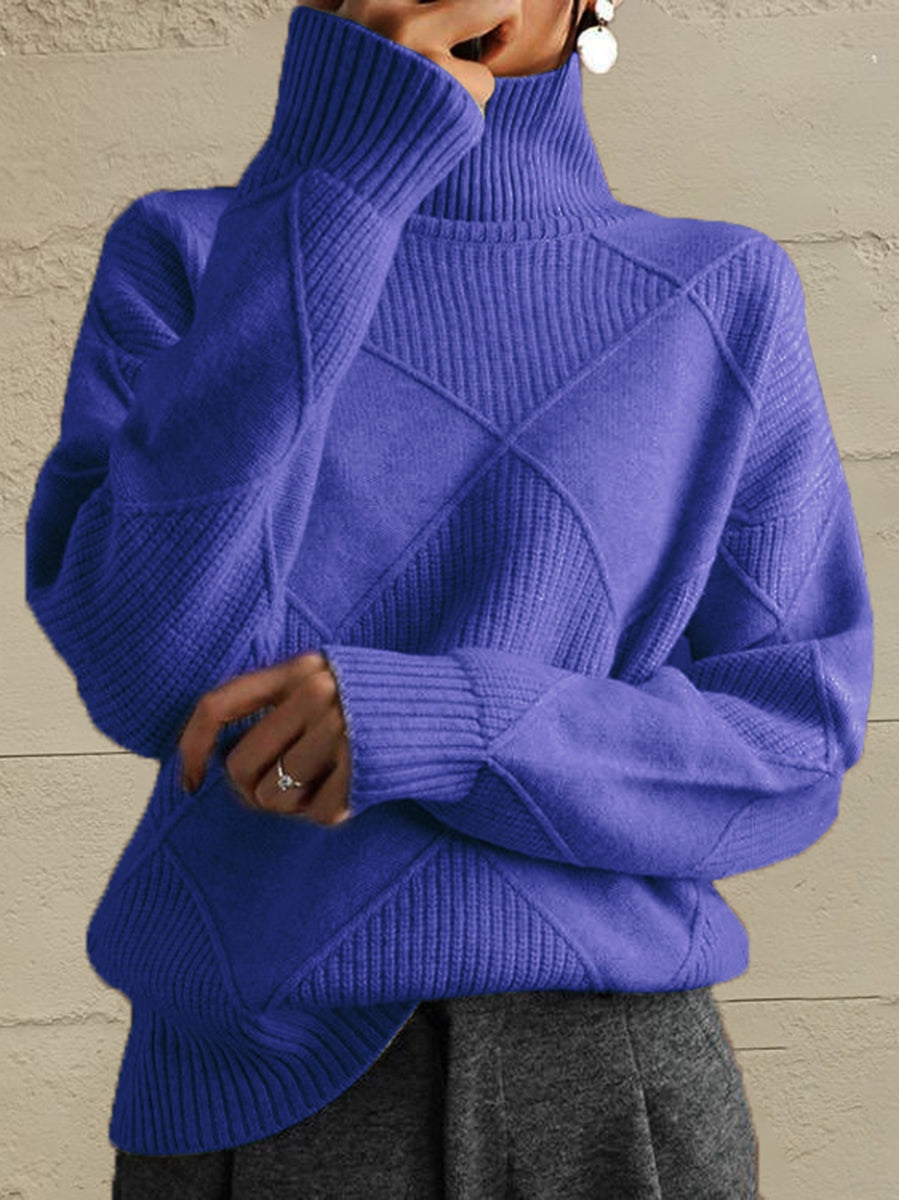 Geometric Turtleneck Long Sleeve Sweater nicholesgifts