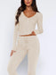 V-Neck Long Sleeve Top and Pants Set nicholesgifts