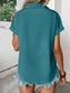Pleated Detail Collared Neck Short Sleeve Shirt nicholesgifts