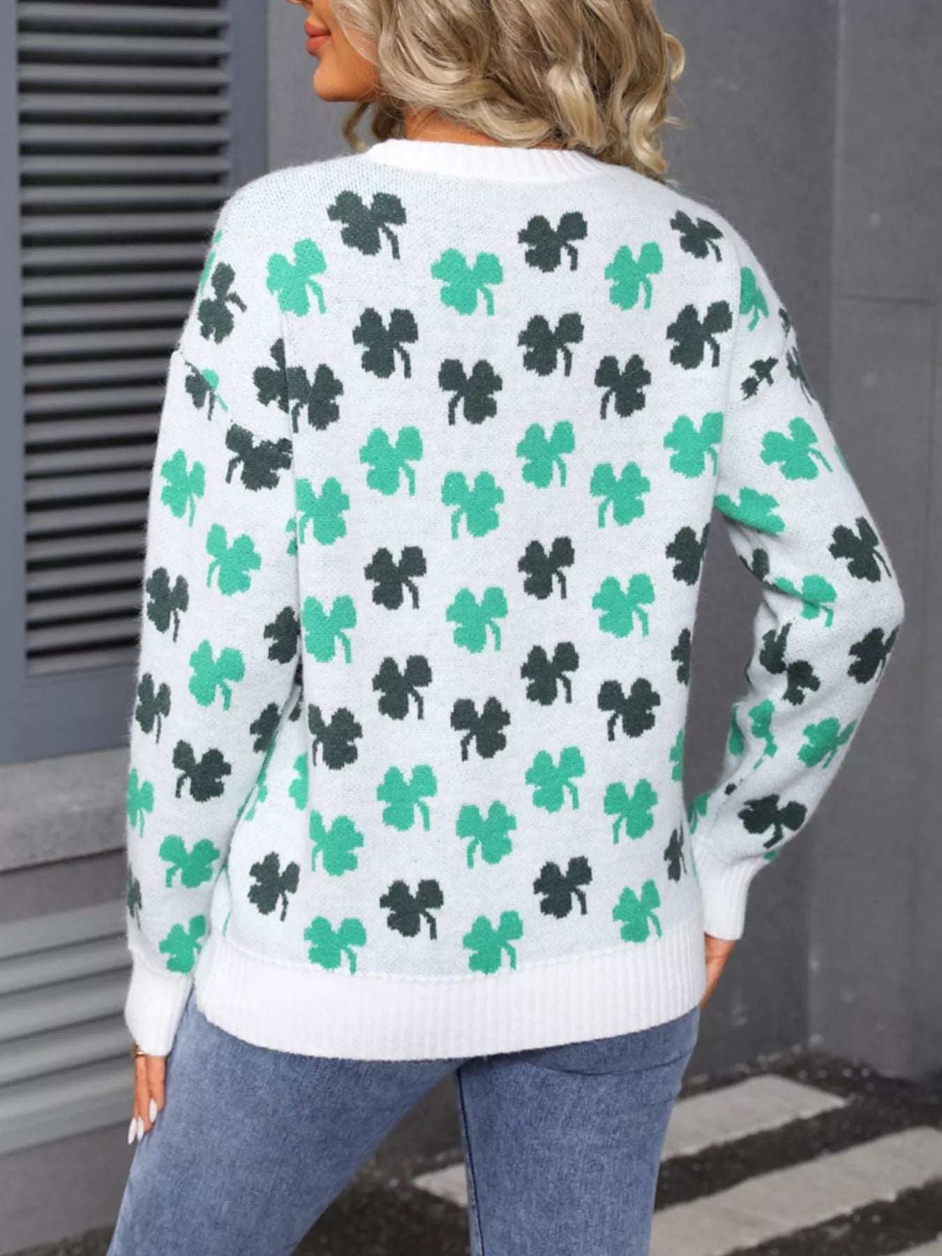 Lucky Clover Crew Neck Sweater nicholesgifts