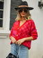 Angel Wings Plaid V-Neck Dropped Shoulder Cardigan nicholesgifts