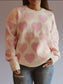 Women Heart Ribbed Hem Long Sleeve Sweater For Valentine's Day Gift For Her nicholesgifts