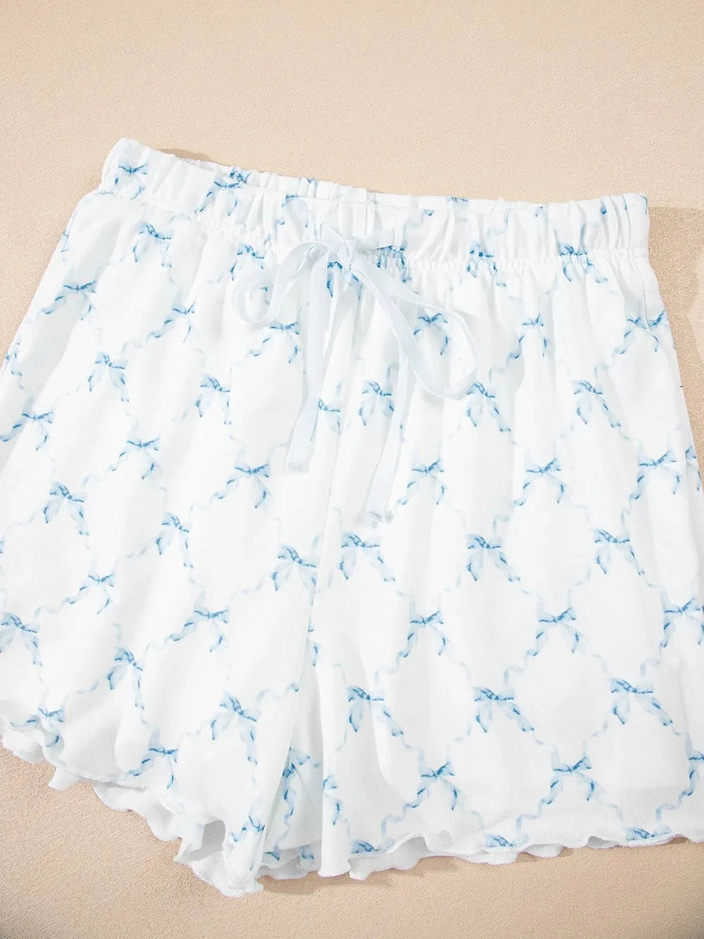 Printed Round Neck Top and Shorts Two-Piece Lounge Set nicholesgifts