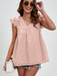 Women Ruched V-Neck Cap Sleeve Blouse nicholesgifts