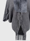 Women Open Front Fringe Hem Poncho nicholesgifts