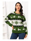 Women Reindeer Round Neck Christmas Sweater nicholesgifts