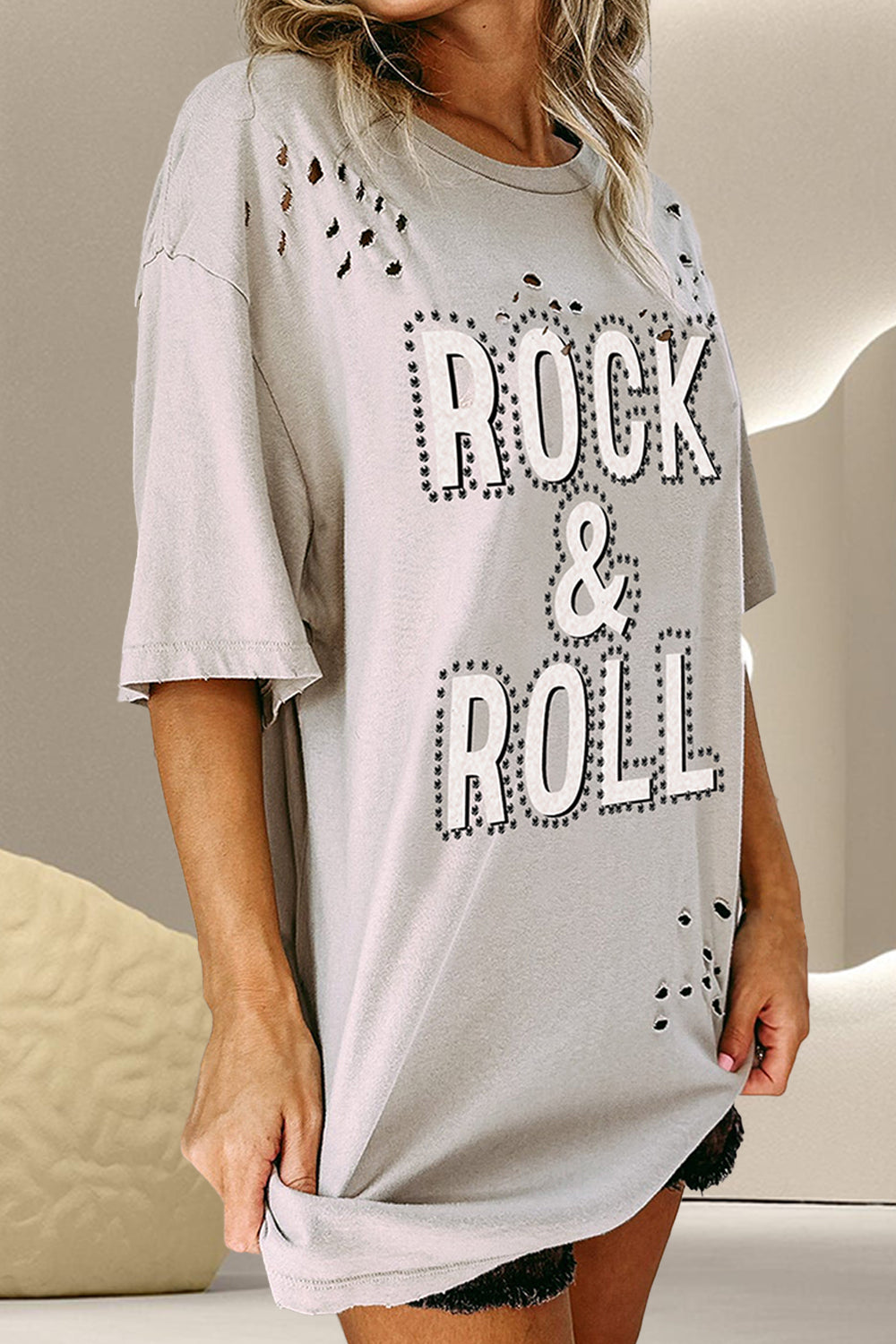 ROCK & ROLL Round Neck Dropped Shoulder T-Shirt nicholesgifts