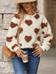Women Fuzzy Heart Dropped Shoulder Sweatshirt nicholesgifts