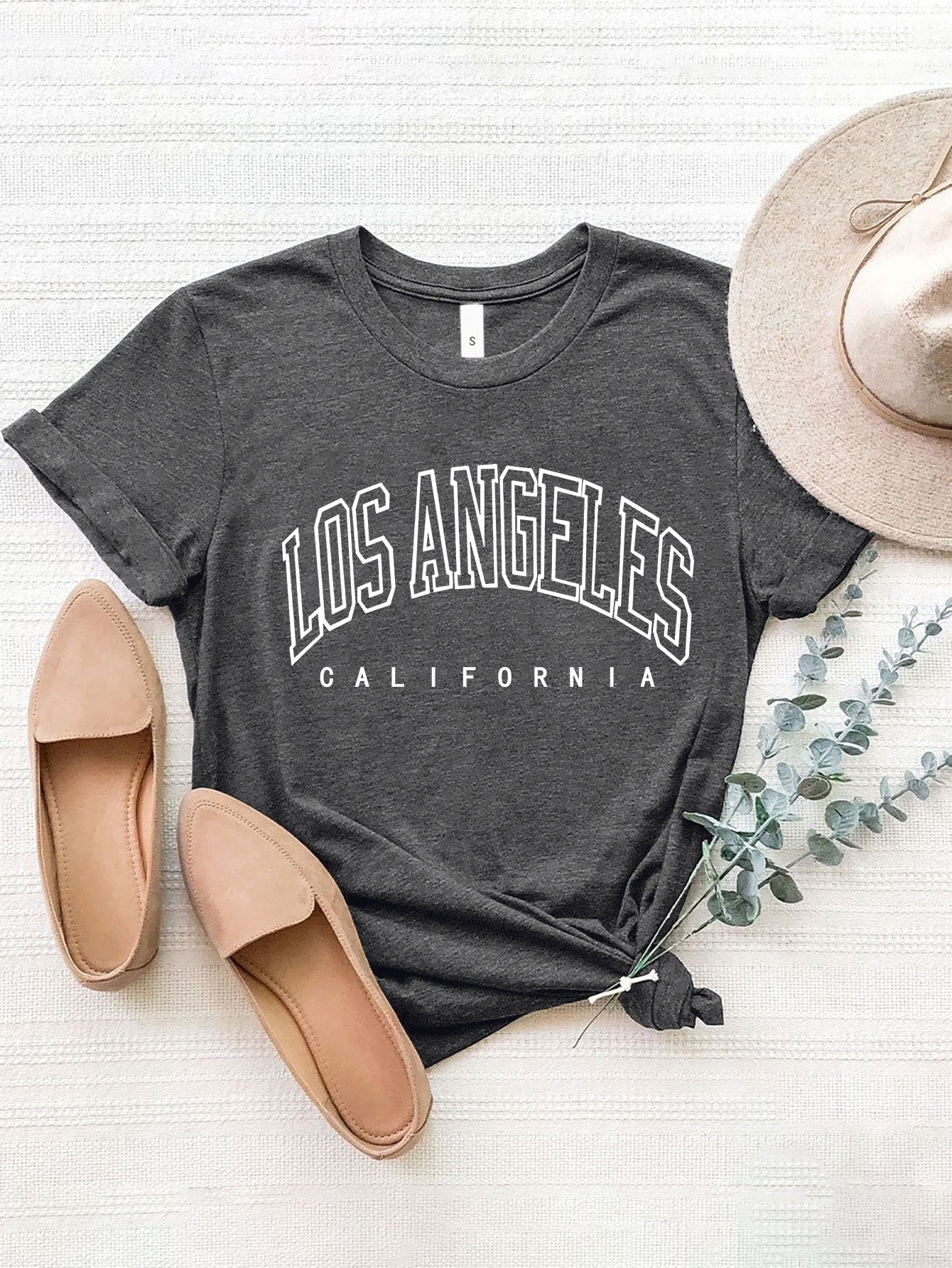 Women Los Angeles California Round Neck Short Sleeve T-Shirt