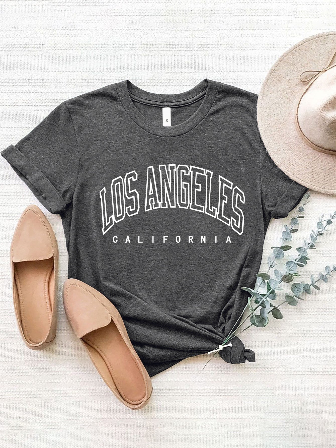 Women Los Angeles California Round Neck Short Sleeve T-Shirt nicholesgifts