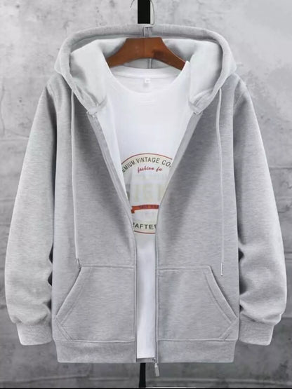 Men's Plus Size Fleece Lined Zip-Up Hoodie nicholesgifts