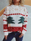Women Christmas Tree Mock Neck Long Sleeve Sweater nicholesgifts