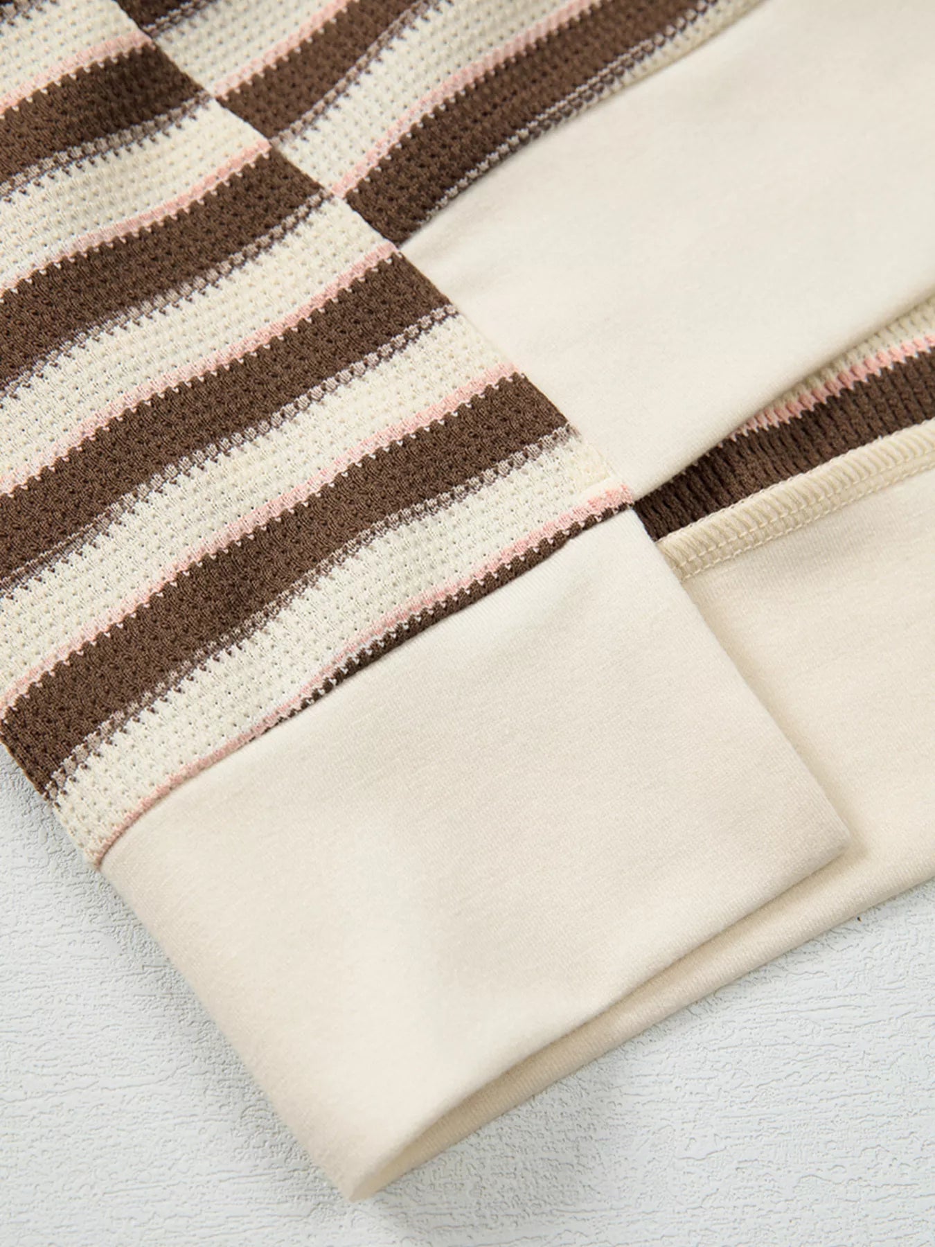 Stripe Stitched Detail Color Block Patchwork Oversized Top Trendsi