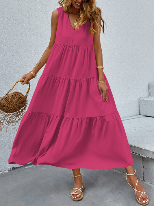 Tiered V-Neck Sleeve Dress NicholesGifts
