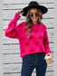 Women Heart Round Neck Long Sleeve Valentine's Day Sweater nicholesgifts