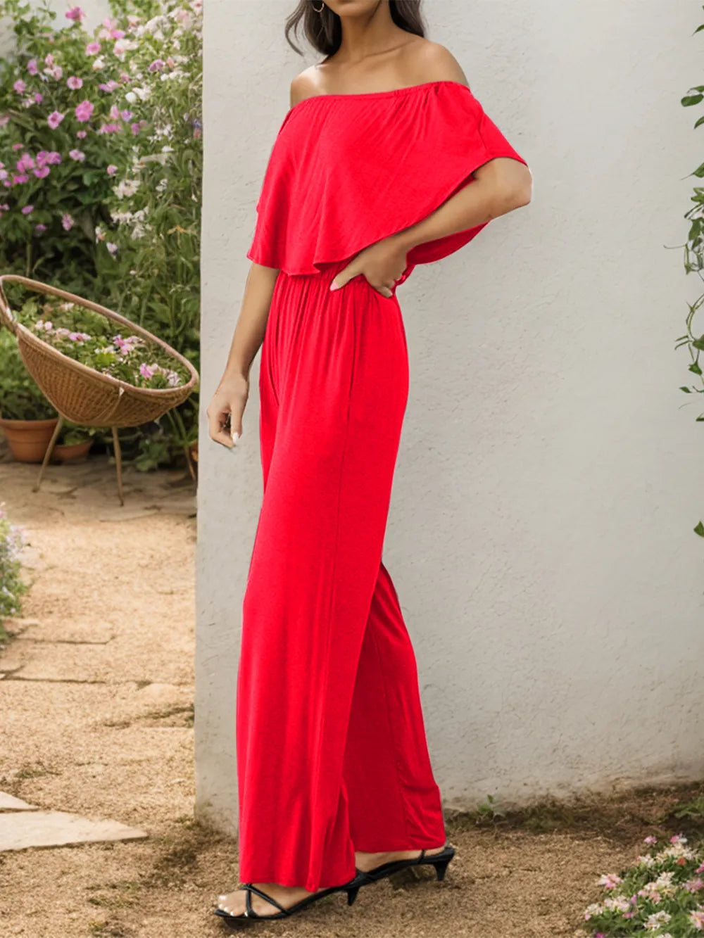 Off-Shoulder Wide Leg Jumpsuit nicholesgifts